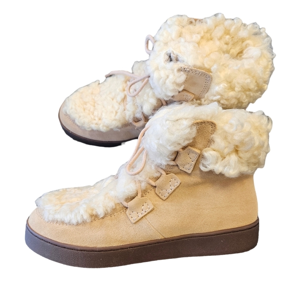 Vionic Cream Ankle Boots with Brown Sole - Picture 3 of 7
